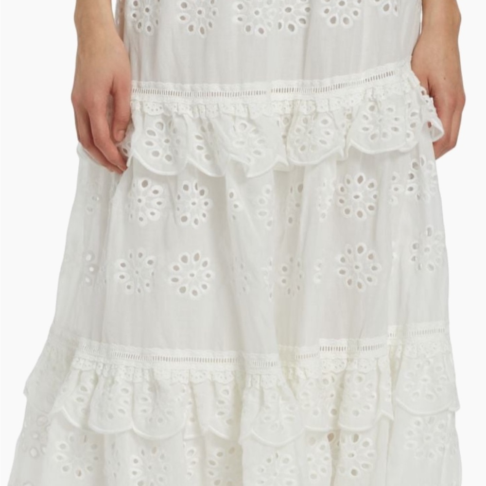 FARM Rio White Eyelet Maxi Skirt